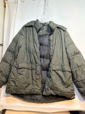 Quilted Puffer Jacket - Olive Green XXL Men’s
